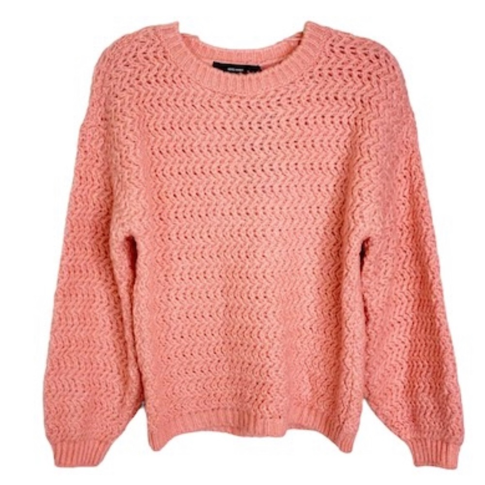 NWT Vero Moda Freja Long Sleeve O-Neck Sweater in Geranium Pink Size S